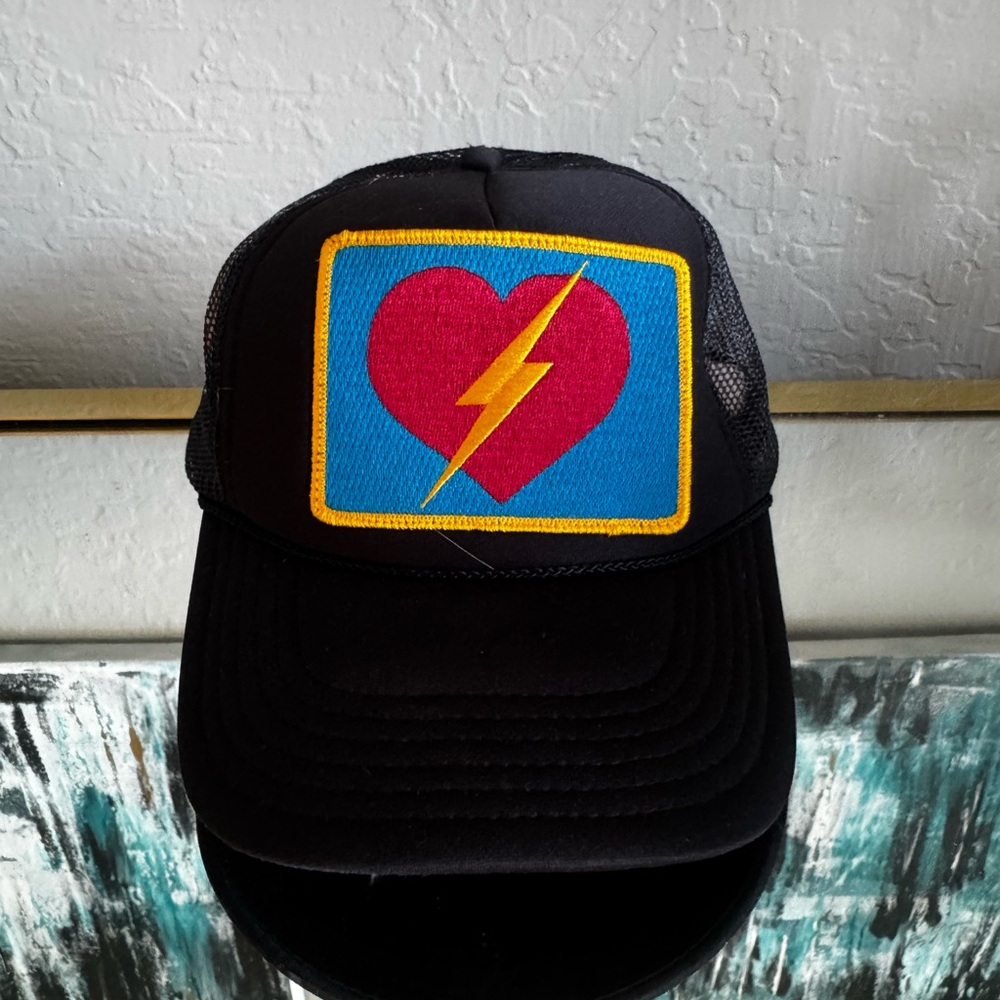 Aviator Nation Black Trucker Hat with Rainbow Patch